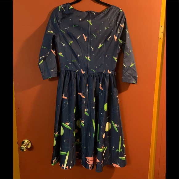 Space Dogs and Rockets Retro Dress - Picture 5 of 5